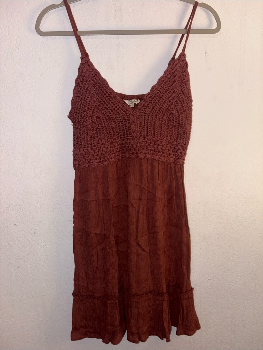 Blush Crochet Bodice Swim Cover-Up Dress - Rust Brown